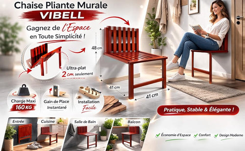 Chaise Pliable murale Polyvalente en Bamboo avec le vérouillage modele déposé