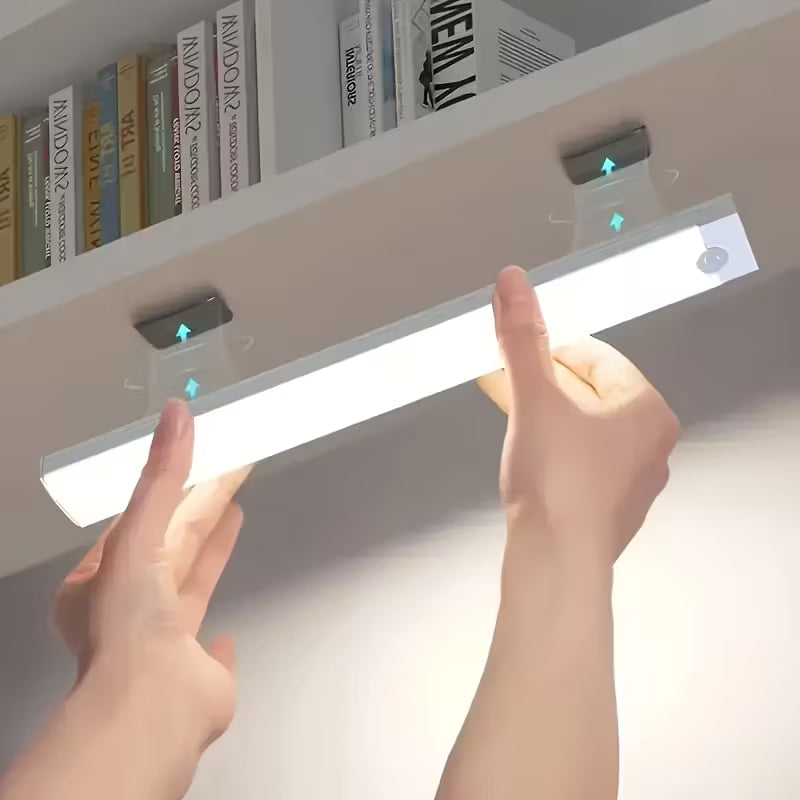 Lot de 3 veilleuses LED à détecteur de mouvement, lumière chaude/blanche, 20 cm/30 cm/50 cm, recharge par USB, magnétique, non perforées, longues, pour la maison et le bureau, cadeau de rentrée scolaire