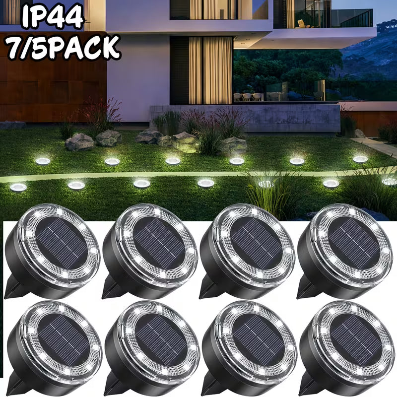 Lampes solaires de sol 56LED 40LED, lot de 7/5 lampes solaires pour statues, lampes décoratives d'extérieur IP44, éclairage paysager plat à LED amélioré, convient aux allées extérieures, jardins, cours et allées