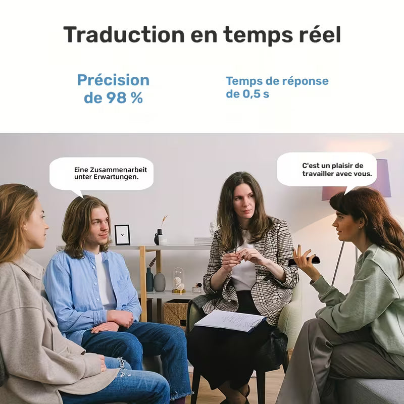 Traducteur de Langue Intelligente 1pc, Traducteur BT Portable pour Voyage Apprentissage Commerce