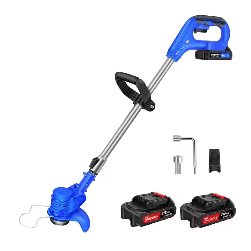 Machine SEULEMENT 21V Coupe-bordures, Tondeuse à gazon sans fil, Coupe-mousse télescopique léger avec batterie Li-ion 1500mAh pour cour, Coupe-bordure électrique de jardin