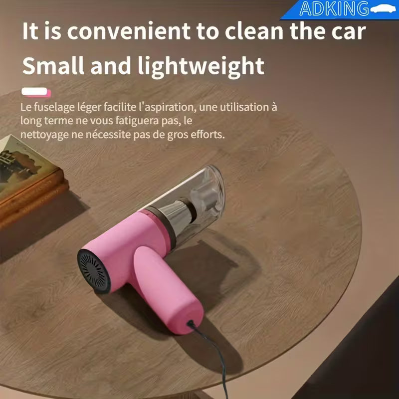 Aspirateur Puissant 12 V avec Design Portable - Idéal pour les Poils d'Animaux, la Poussière et les Miettes - Kit d'Accessoires Inclus