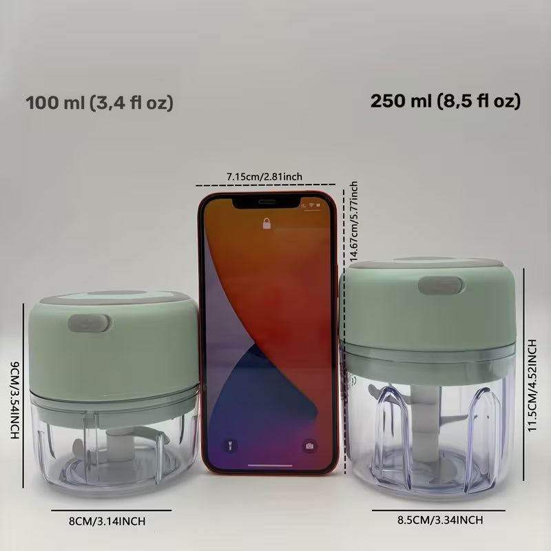 FLZH Hachoir Électrique (250 ml), 3 Lames pour Hacher, Broyer, Émincer, Fouetter, 30W, Appareil à Émincer, Dispositif de Broyage, Design Compact, Performance Efficace, Appareil à Fouetter, Mini Préparateur Alimentaire