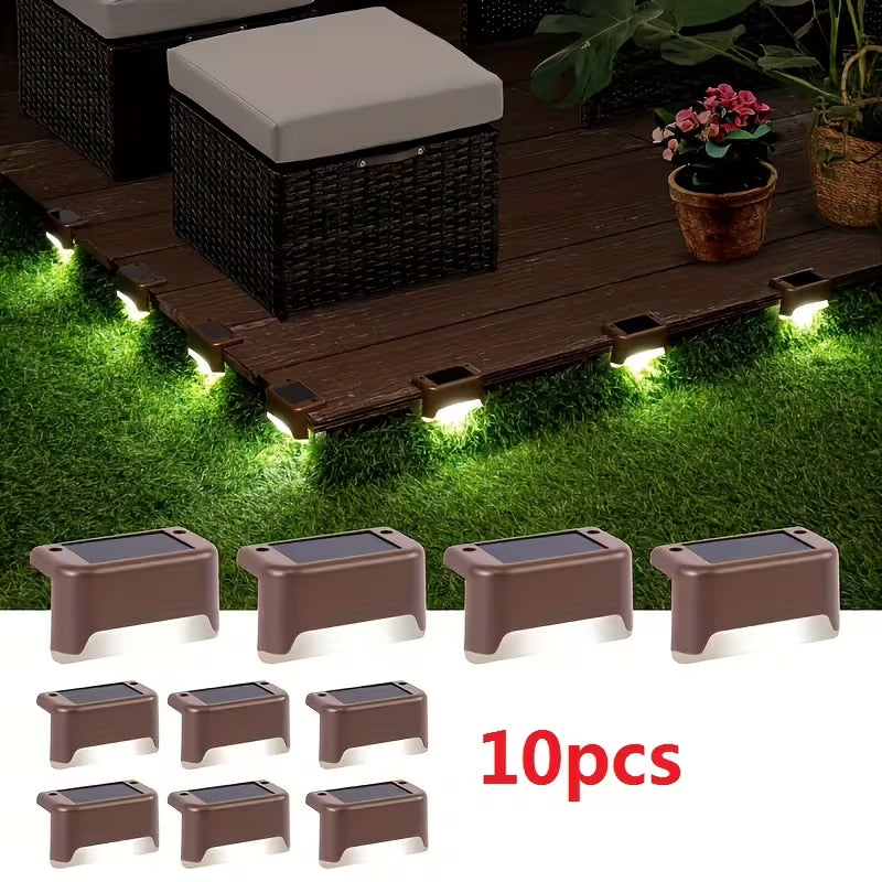 10 pièces de lampes solaires extérieures pour jardin, éclairage pour escalier, terrasse, couloir, murs, balustrade, décoration festive, IP44