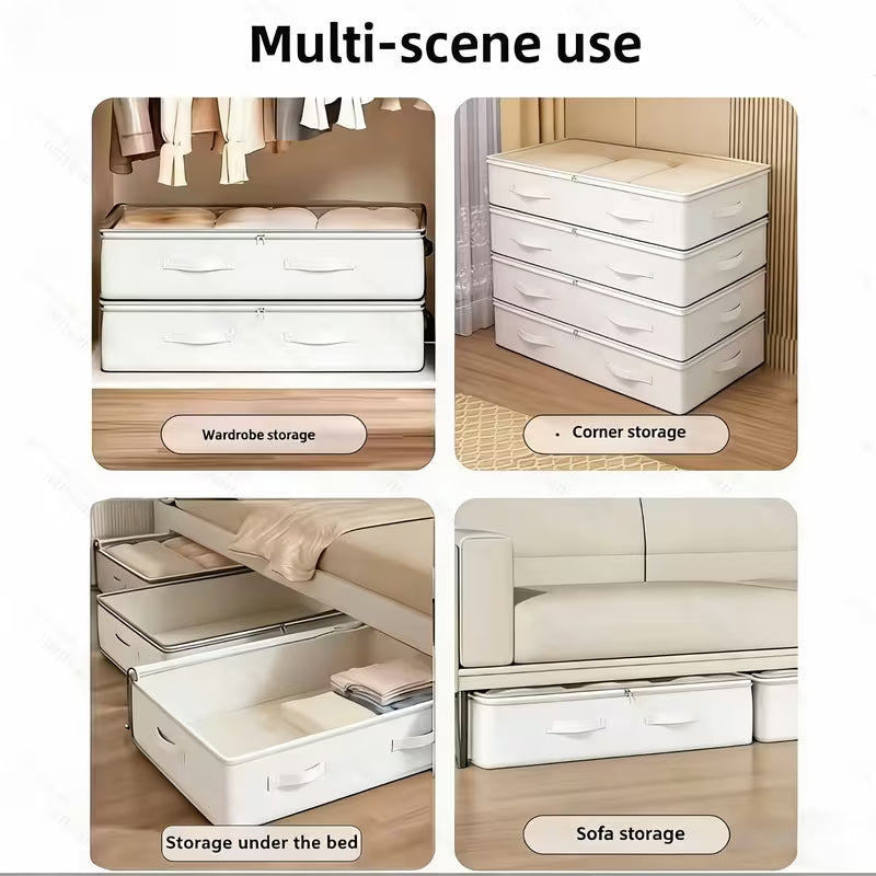 3pcs Organisateur de Placard et Bacs de Rangement Sous-Lit Blancs