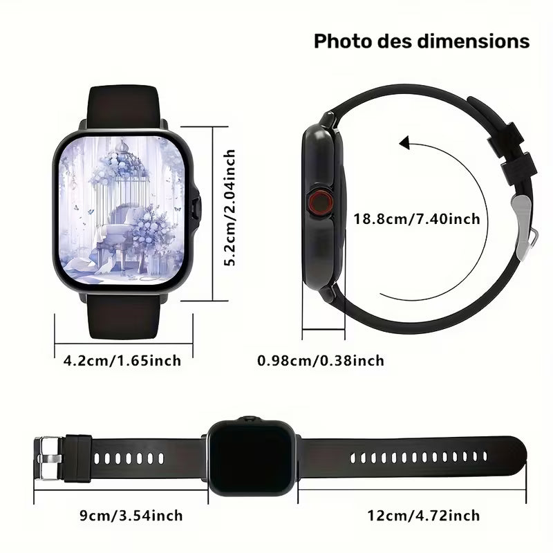 Montre pour femme avec écran tactile de 1,84 pouces et bracelet classique