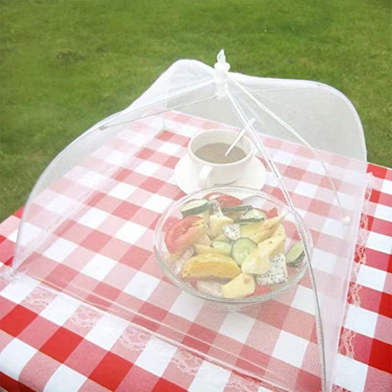 Lot de 3 couvre-aliments blancs pour pique-niques, pliables pour laver les légumes, suffisamment grands pour servir de couvre-table anti-poussière