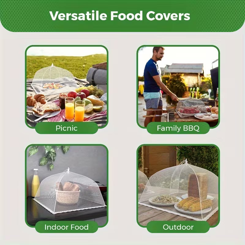 Lot de 3 couvre-aliments blancs pour pique-niques, pliables pour laver les légumes, suffisamment grands pour servir de couvre-table anti-poussière