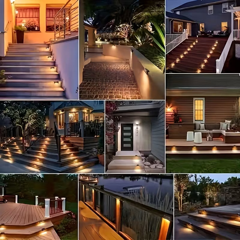 10 pièces de lampes solaires extérieures pour jardin, éclairage pour escalier, terrasse, couloir, murs, balustrade, décoration festive, IP44