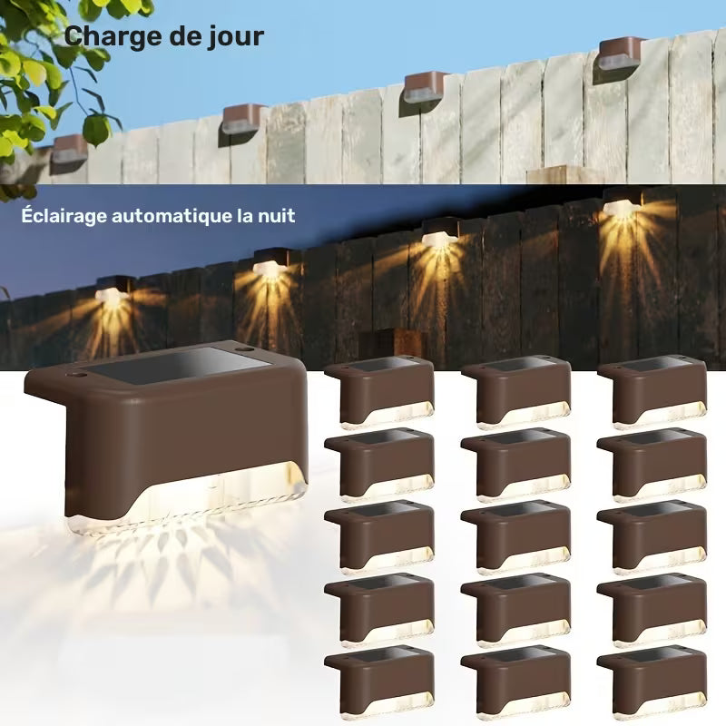 10 pièces de lampes solaires extérieures pour jardin, éclairage pour escalier, terrasse, couloir, murs, balustrade, décoration festive, IP44
