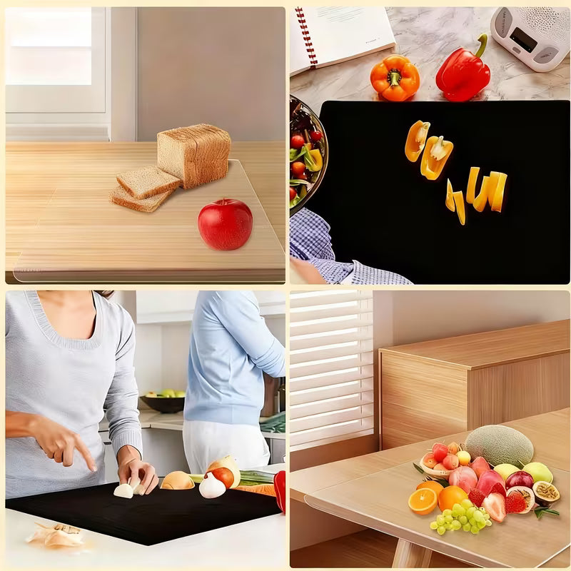 Grande planche à découper noire à haute ténacité avec rebord, planche à découper de comptoir, planche à découper de table pour essentiels de cuisine