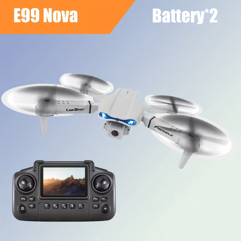 Le drone E99NOVA est doté de deux caméras avec un hovering à flux optique, assurant une imagerie de haute qualité et un vol stable. Ses ailes pliables facilitent le stockage.