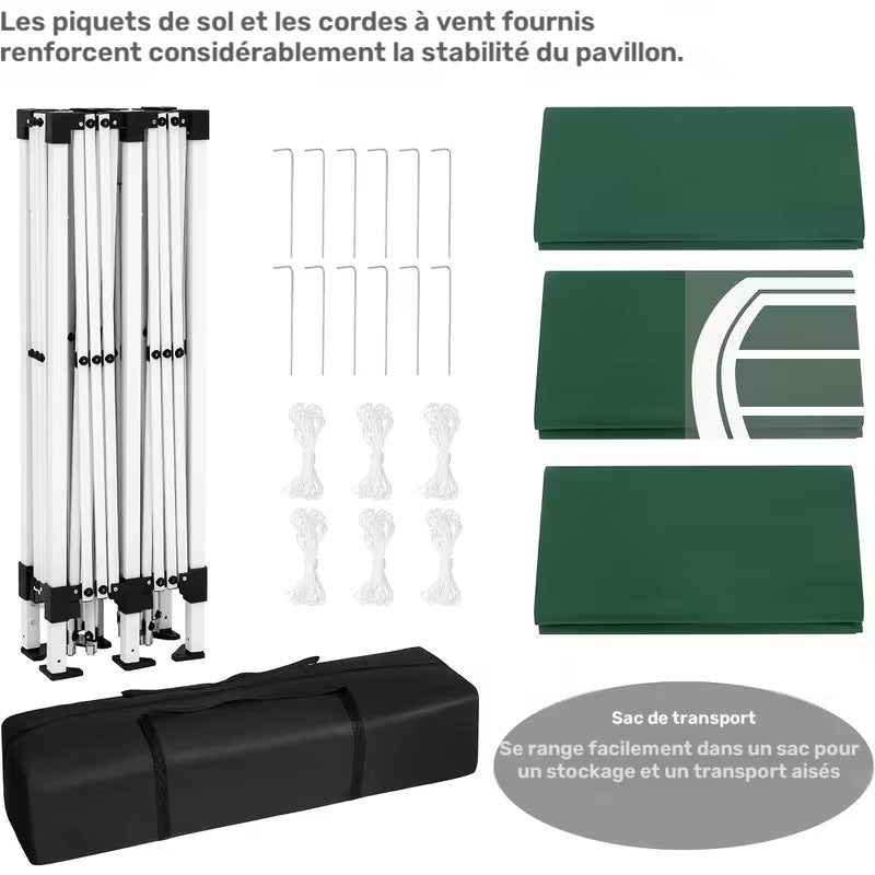1pc, Gazebo, Gazebo Pliable 3X6 M Avec 6 Murs Latéraux, Tente de Fête, Imperméable, Protégé Des UV, Hauteur Réglable, Avec Sac de Transport, Pour Le Camping En Plein Air