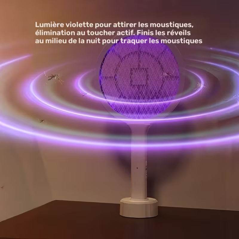 2-en-1 Tue-Mouche Électrique et Exterminateur de Moustiques à Double Mode, Tue-Moustiques USB Rechargeable, Exterminateur Portable pour Maison, Cuisine, Chambre - Piège à Moustiques Lumineux pour la Nuit