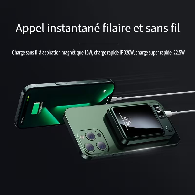 Nouvelle batterie externe magnétique sans fil ultra puissante portable de 10000 mAh avec charge rapide 22.5W/PD20