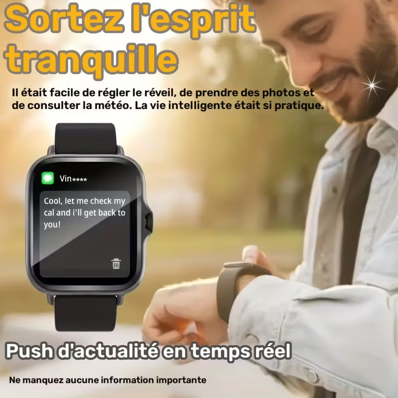 Montre pour femme avec écran tactile de 1,84 pouces et bracelet classique