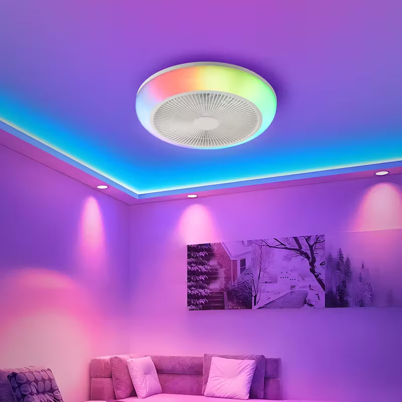 1 ventilateur de plafond intelligent avec lumière LED | Cadeau de Noël, profil bas, sans pales, télécommande, montage encastré fermé, minuterie, 3000-6000K, réversible, pour salon, chambre, grenier, cuisine, buanderie, salle à manger, blanc - AOSUI