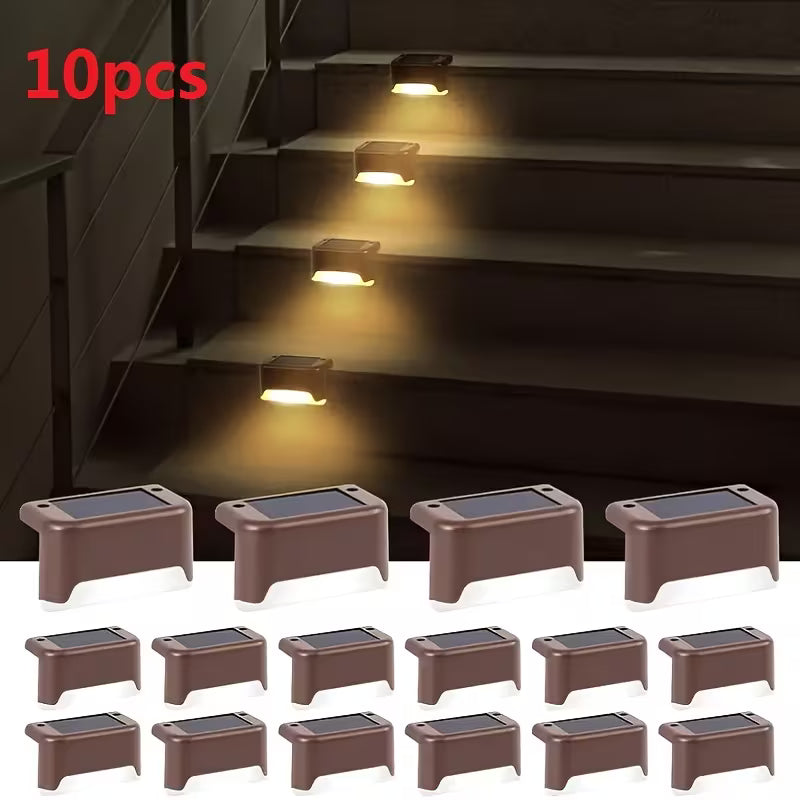 10 pièces de lampes solaires extérieures pour jardin, éclairage pour escalier, terrasse, couloir, murs, balustrade, décoration festive, IP44