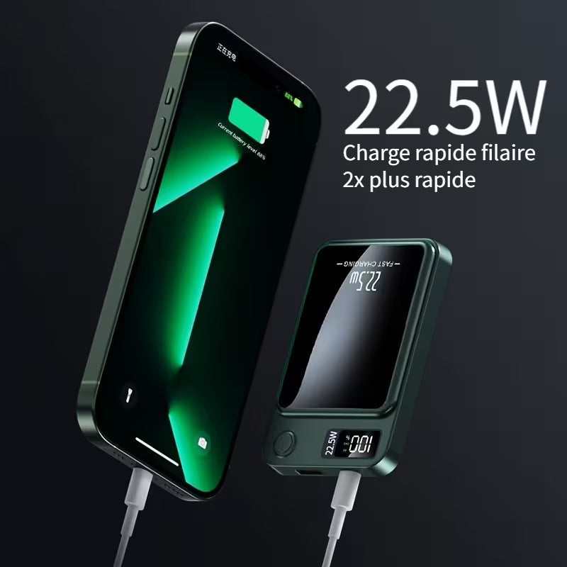 Nouvelle batterie externe magnétique sans fil ultra puissante portable de 10000 mAh avec charge rapide 22.5W/PD20