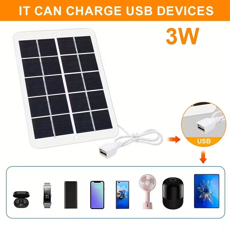 [Panneau de Charge Solaire avec Interface USB] Compact et Portable, Idéal pour Charger des Appareils Tels que Téléphones Portables, Lampes Torches et Ventilateurs Pendant le Camping en Famille, les Aventures en Plein Air et les Voyages