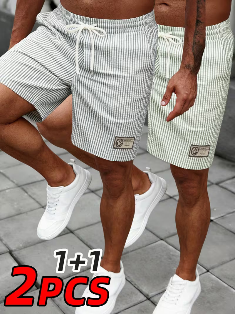 Shorts à rayures décontractés pour homme (2 pièces)