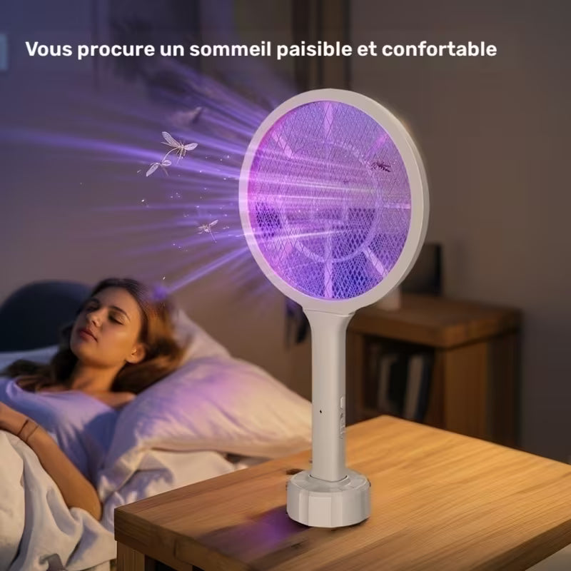2-en-1 Tue-Mouche Électrique et Exterminateur de Moustiques à Double Mode, Tue-Moustiques USB Rechargeable, Exterminateur Portable pour Maison, Cuisine, Chambre - Piège à Moustiques Lumineux pour la Nuit