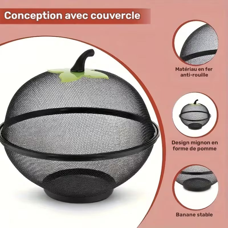 2 pièces/set Panier à Fruits en Métal Robust avec Couvercle en Maille - Design -Rouille