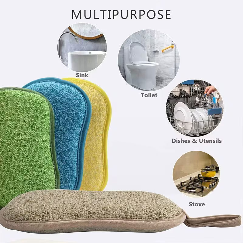 Lot de 12 Éponges Récurantes Polyvalentes - Brosses de Nettoyage Lavables et Réutilisables pour Cuisine et Salle de Bain, Sans Rayures, Adaptées aux Casseroles, Poêles, Bols, etc.