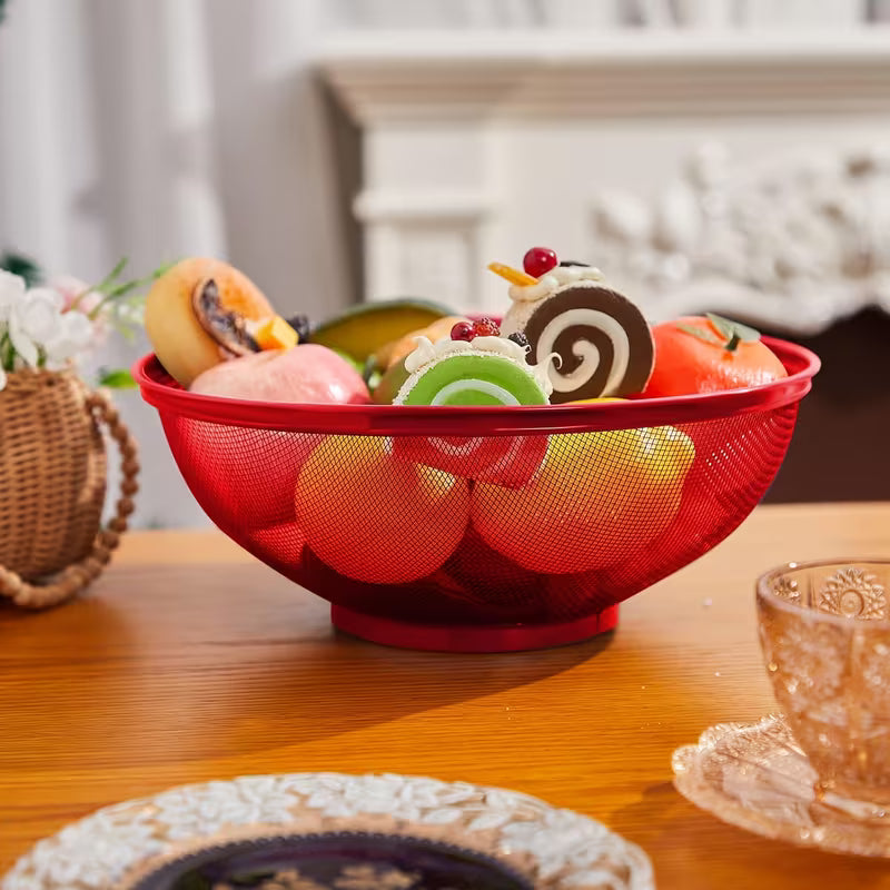 2 pièces/set Panier à Fruits en Métal Robust avec Couvercle en Maille - Design -Rouille