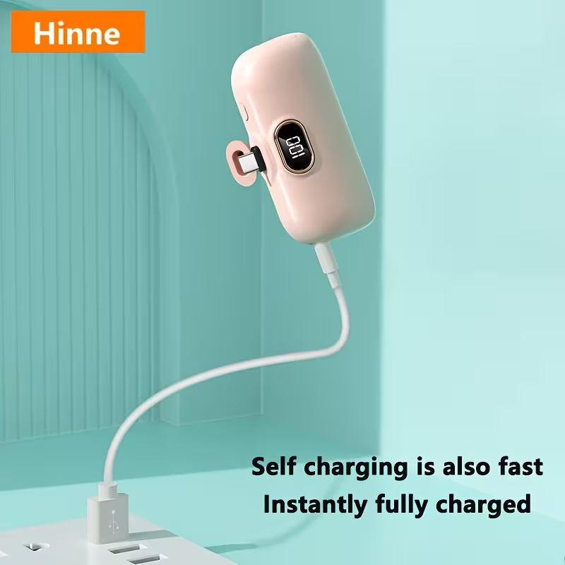 Hinne Mini Chargeur Portable 5000mAh, Batterie Externe Ultra-Compacte pour Voyage, Power Bank de Poche d'Urgence, Batterie de Secours USB pour Mobile, Cadeau