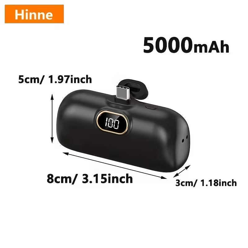 Hinne Mini Chargeur Portable 5000mAh, Batterie Externe Ultra-Compacte pour Voyage, Power Bank de Poche d'Urgence, Batterie de Secours USB pour Mobile, Cadeau