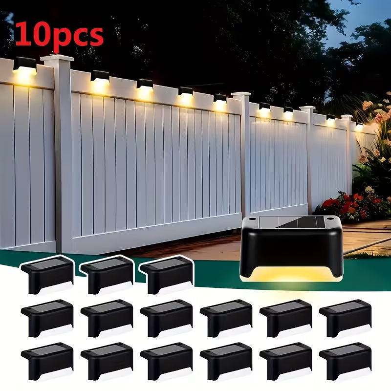 10 pièces de lampes solaires extérieures pour jardin, éclairage pour escalier, terrasse, couloir, murs, balustrade, décoration festive, IP44