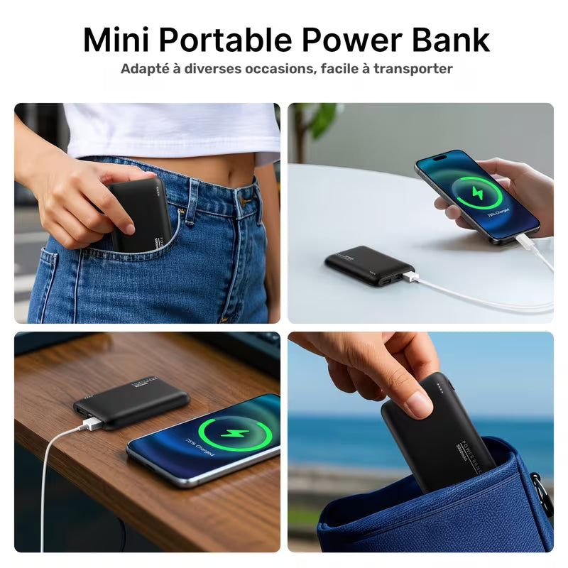 Batterie externe portable ultra-mince 5000mAh avec double sortie USB