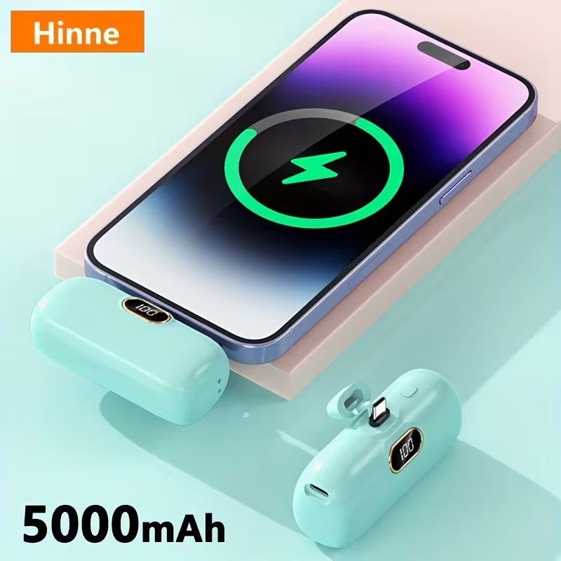 Hinne Mini Chargeur Portable 5000mAh, Batterie Externe Ultra-Compacte pour Voyage, Power Bank de Poche d'Urgence, Batterie de Secours USB pour Mobile, Cadeau