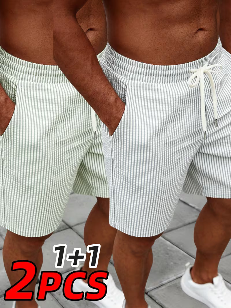 Shorts à rayures décontractés pour homme (2 pièces)