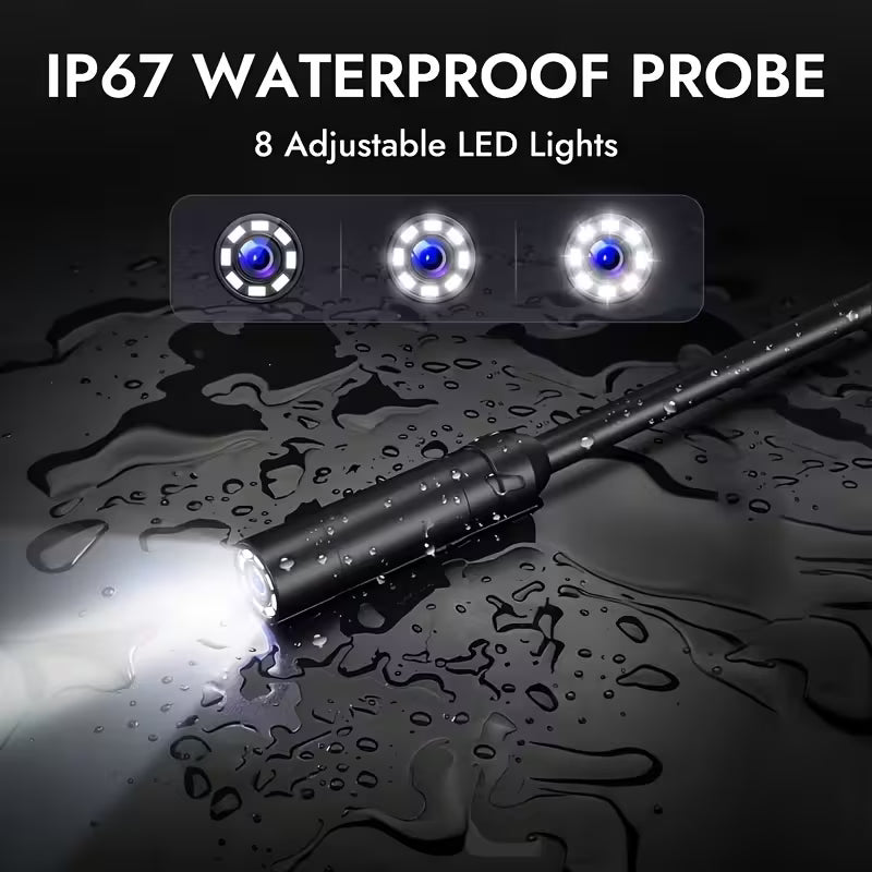 Endoscope industriel haute définition 1080p P410 | Équipé d'une caméra illuminée IP67, inspection de tuyaux, réparation automobile, cadeau pour homme | Lithium