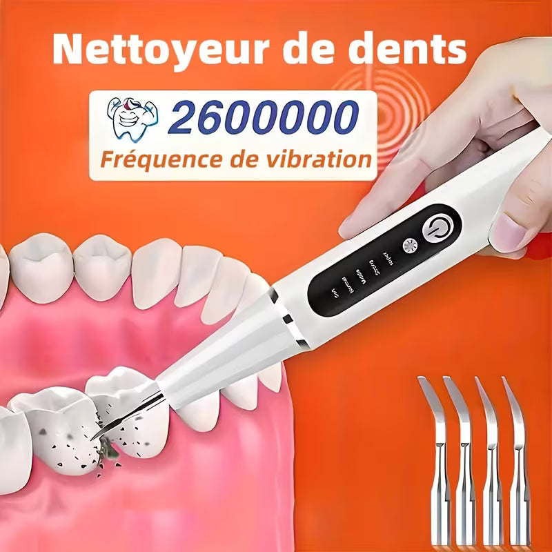 Kit de Détartrage ProClean - Fil Dentaire Électrique avec Lumière LED Réglable à 5 Niveaux, 4 Têtes Remplaçables et Extraction Avancée du Calcul Dental pour une Santé Bucco-Dentaire Améliorée et un Souffle Frais
