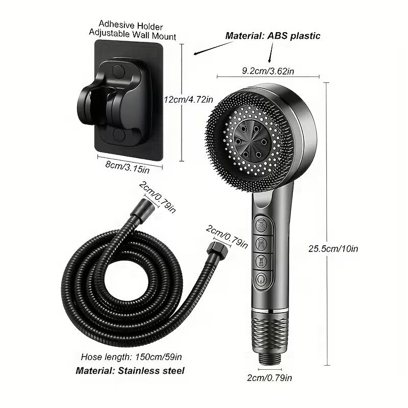 Pommeau de douche haute pression professionnel à 3 modes de pulvérisation avec tuyau de 1,5 m
