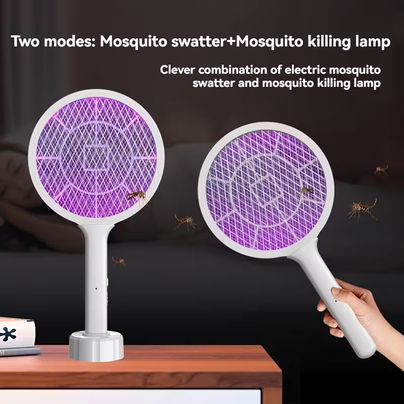 2-en-1 Tue-Mouche Électrique et Exterminateur de Moustiques à Double Mode, Tue-Moustiques USB Rechargeable, Exterminateur Portable pour Maison, Cuisine, Chambre - Piège à Moustiques Lumineux pour la Nuit
