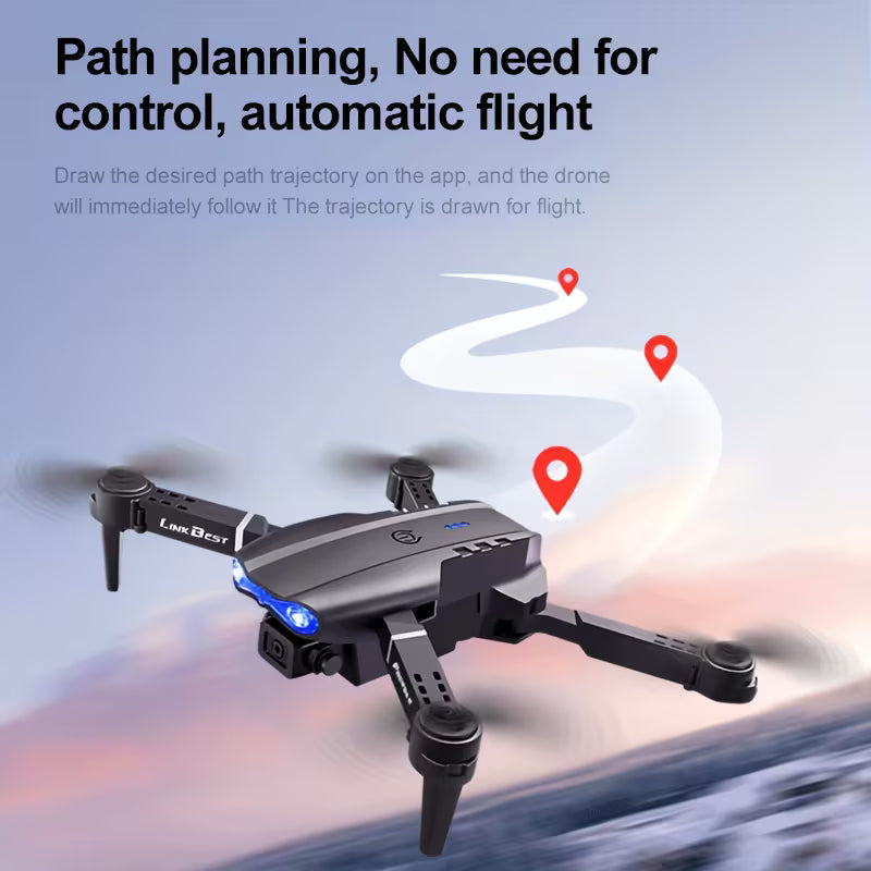 Le drone E99NOVA est doté de deux caméras avec un hovering à flux optique, assurant une imagerie de haute qualité et un vol stable. Ses ailes pliables facilitent le stockage.