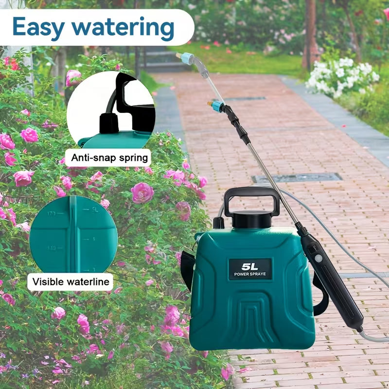 Pulvérisateur Électrique 8L, 5L, 3.7V Puissance Forte, Tige Télescopique Libre, Trois Buses Internes Convertibles, Ceinture d'Épaule Portable Réglable pour Jardin, Bouteille d'Arrosage de Jardin, Convient pour Pelouse et Jardinage, Vert