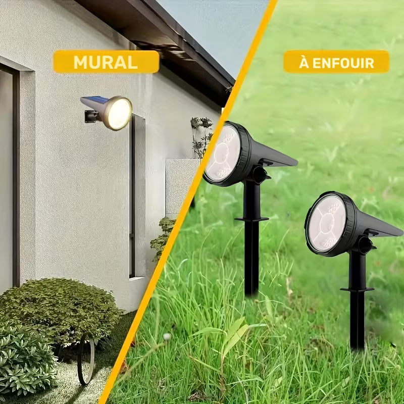 Projecteur Solaire d'Extérieur, 55 LED, 3 Modes, Éclairage Paysager de Décoration de Noël, Lampes Solaires d'Allée - Convient pour Décorations de Jardin de Fêtes, Projecteurs Solaires