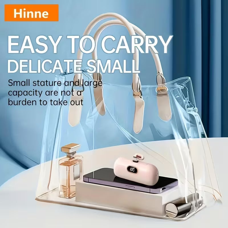 Hinne Mini Chargeur Portable 5000mAh, Batterie Externe Ultra-Compacte pour Voyage, Power Bank de Poche d'Urgence, Batterie de Secours USB pour Mobile, Cadeau