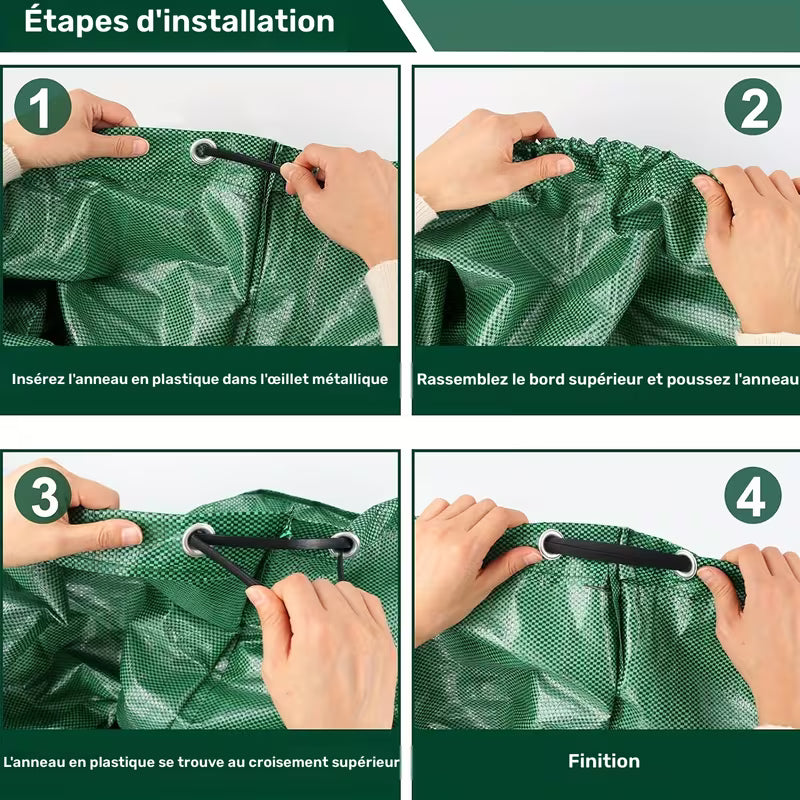 Sacs à déchets de jardin robustes avec poignées, sacs de jardin extérieurs réutilisables, sacs pliables pour feuilles, débris et collecte des déchets