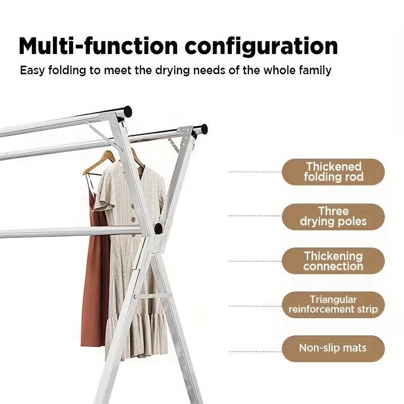 Séchoir à linge | Longueur rétractable et pliable, tailles 160.02cm et 199.9cm, métal durable, autoportant, acier inoxydable robuste, JOYBOS, séchoirs à linge