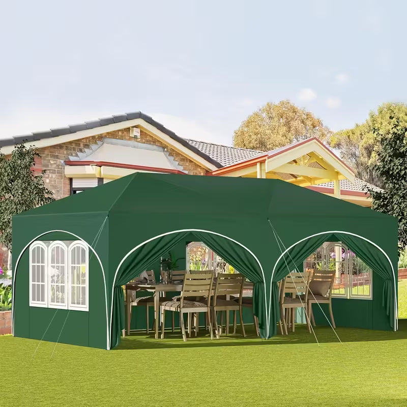 1pc, Gazebo, Gazebo Pliable 3X6 M Avec 6 Murs Latéraux, Tente de Fête, Imperméable, Protégé Des UV, Hauteur Réglable, Avec Sac de Transport, Pour Le Camping En Plein Air
