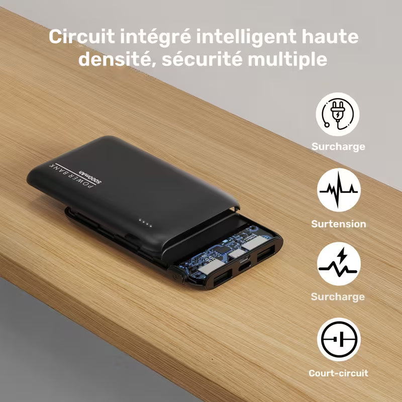 Batterie externe portable ultra-mince 5000mAh avec double sortie USB