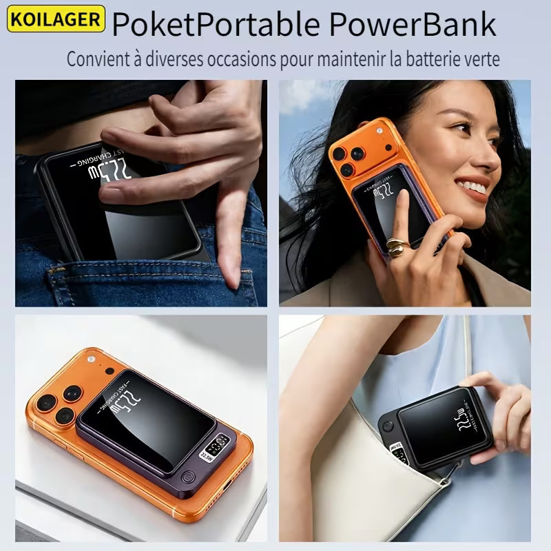 Nouvelle batterie externe magnétique sans fil ultra puissante portable de 10000 mAh avec charge rapide 22.5W/PD20
