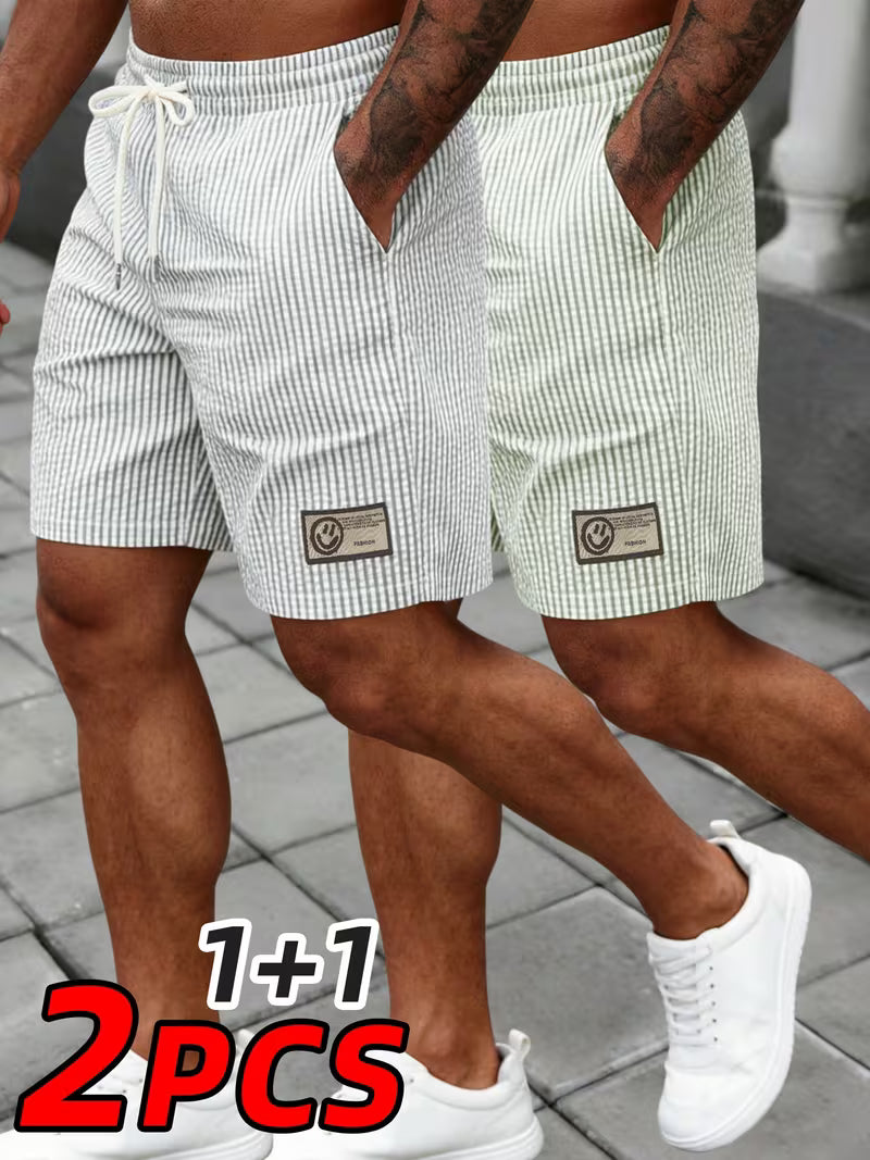 Shorts à rayures décontractés pour homme (2 pièces)