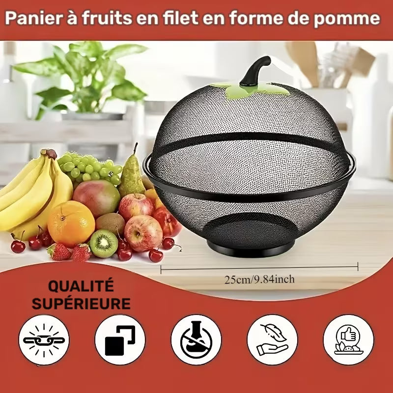 2 pièces/set Panier à Fruits en Métal Robust avec Couvercle en Maille - Design -Rouille